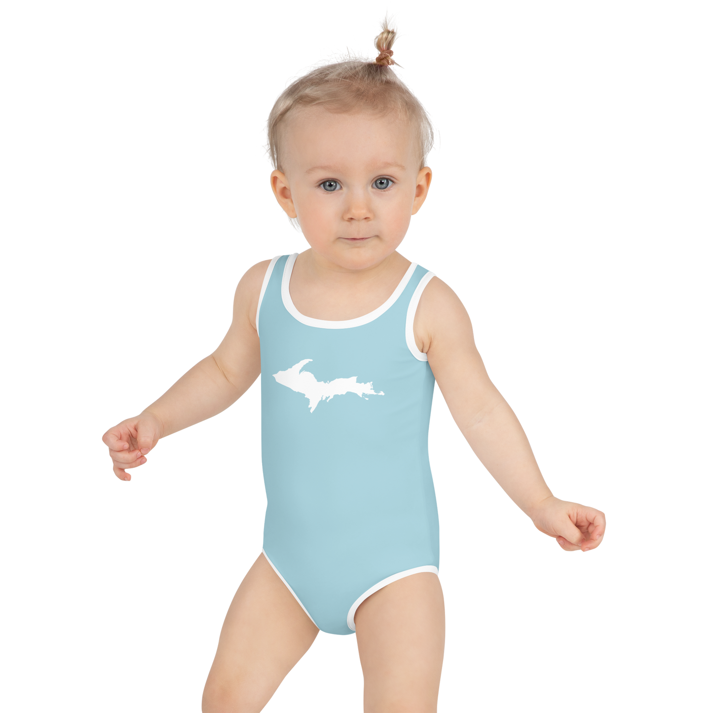 Michigan Upper Peninsula Toddler Swimsuit (w/ UP Outline) | '58 Caddie Blue