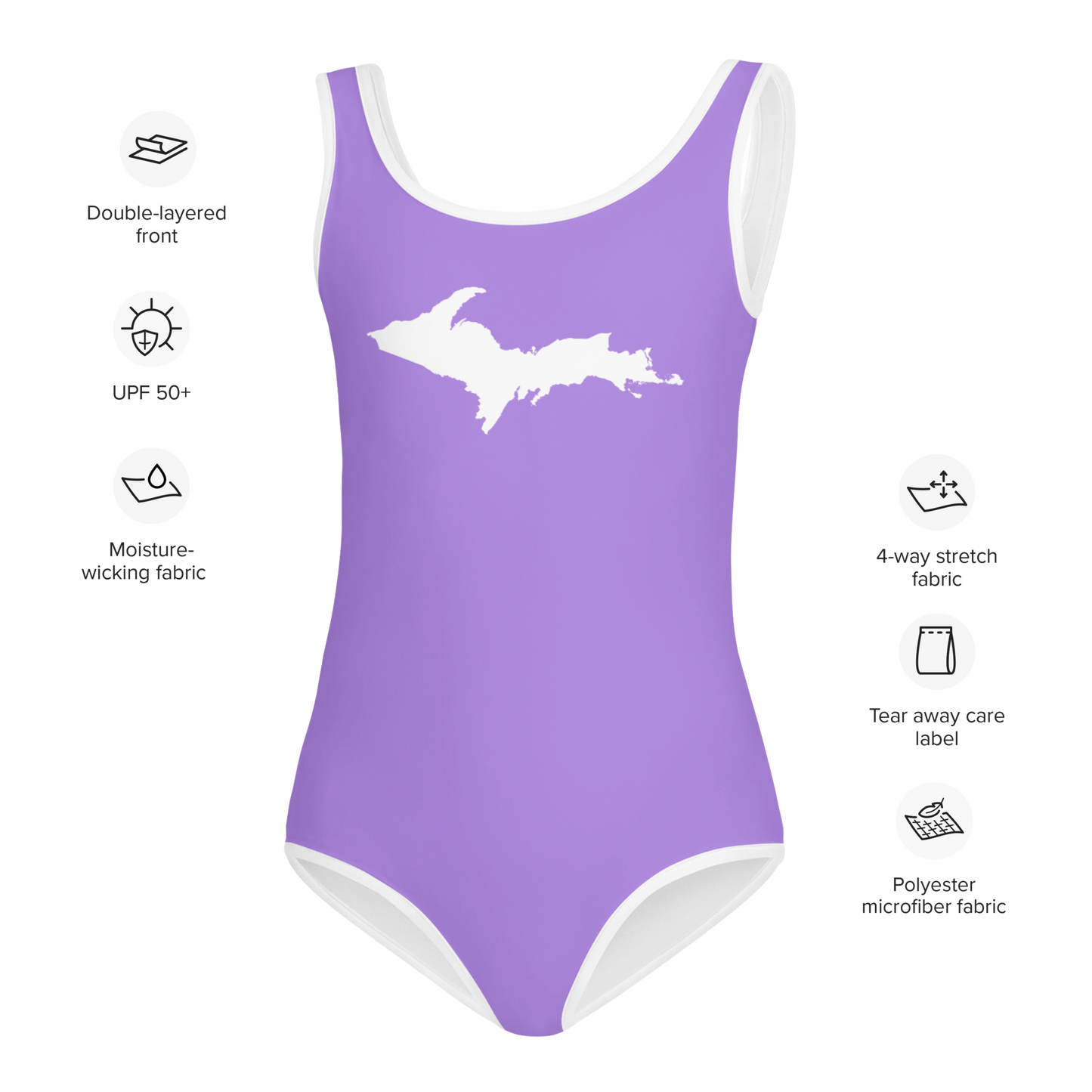 Michigan Upper Peninsula Toddler Swimsuit (w/ UP Outline) | Lavender