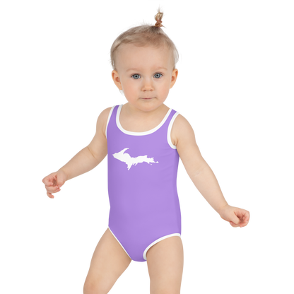 Michigan Upper Peninsula Toddler Swimsuit (w/ UP Outline) | Lavender