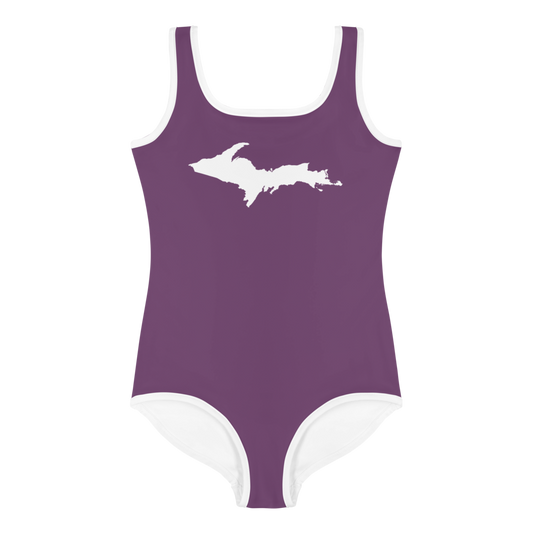 Michigan Upper Peninsula Toddler Swimsuit (w/ UP Outline) | Plum