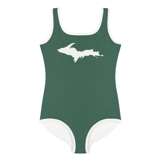 Michigan Upper Peninsula Toddler Swimsuit (w/ UP Outline) | Ginger Ale Green