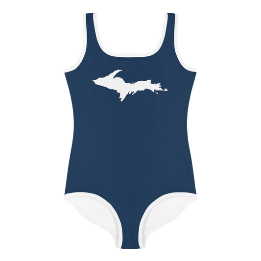 Michigan Upper Peninsula Toddler Swimsuit (w/ UP Outline) | Navy