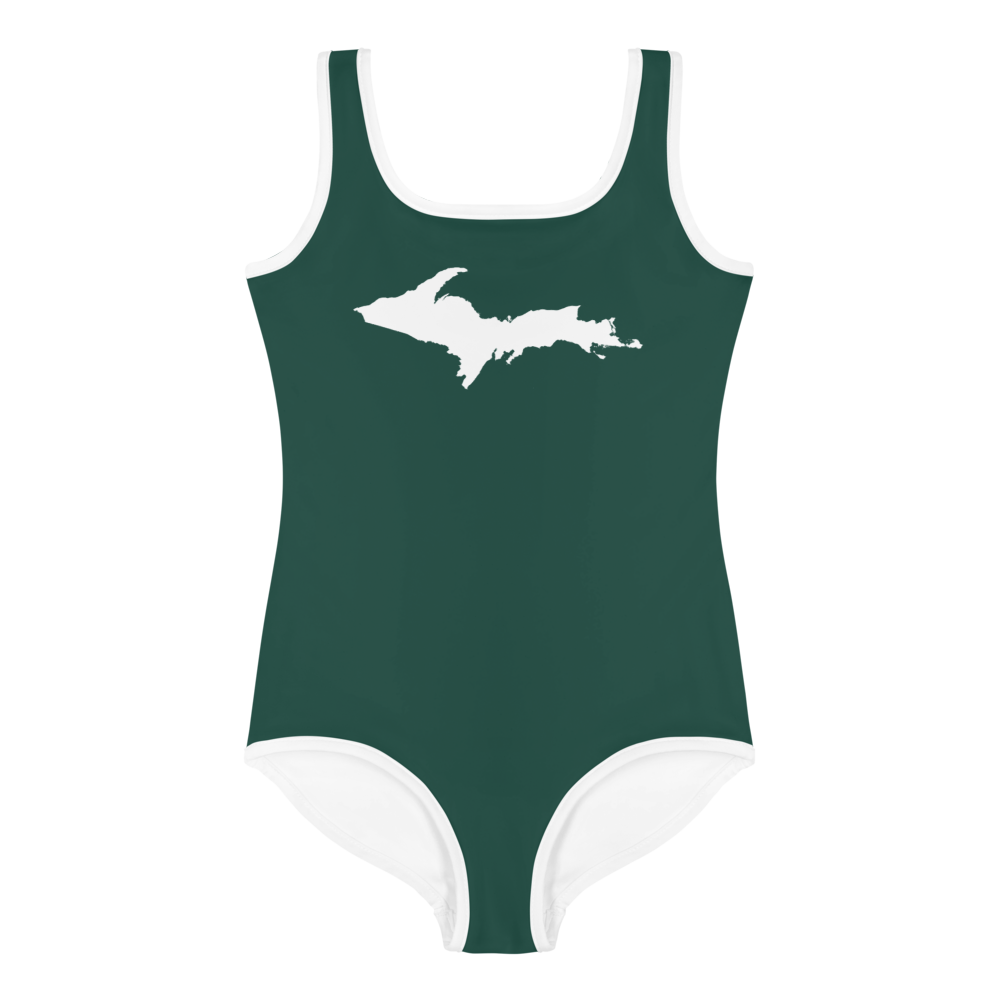 Michigan Upper Peninsula Toddler Swimsuit (w/ UP Outline) | Laconic Green