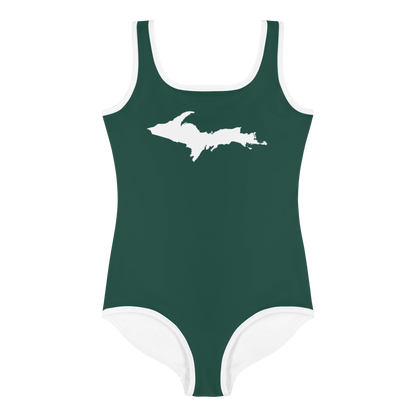 Michigan Upper Peninsula Toddler Swimsuit (w/ UP Outline) | Laconic Green