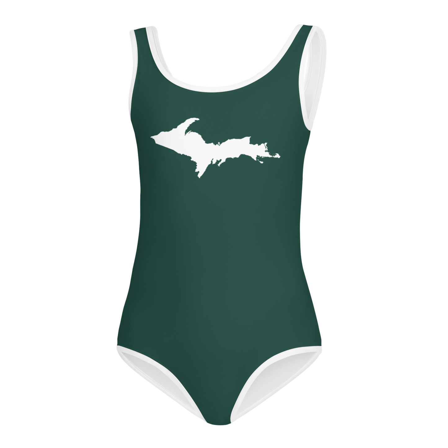 Michigan Upper Peninsula Toddler Swimsuit (w/ UP Outline) | Laconic Green