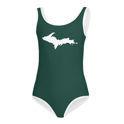 Michigan Upper Peninsula Toddler Swimsuit (w/ UP Outline) | Laconic Green