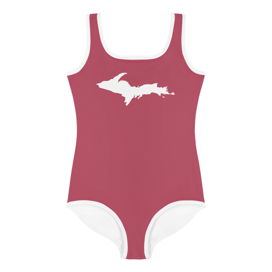 Michigan Upper Peninsula Toddler Swimsuit (w/ UP Outline) | Popstar Pink