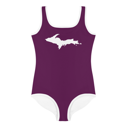 Michigan Upper Peninsula Toddler Swimsuit (w/ UP Outline) | Tyrian Purple