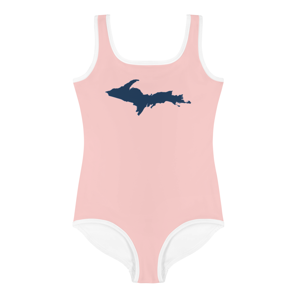 Michigan Upper Peninsula Toddler Swimsuit (w/ UP Outline) | Cosmos Pink