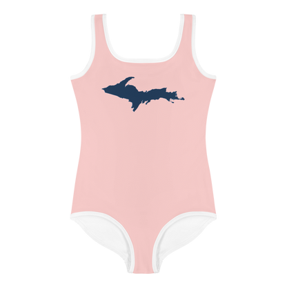 Michigan Upper Peninsula Toddler Swimsuit (w/ UP Outline) | Cosmos Pink