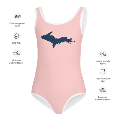 Michigan Upper Peninsula Toddler Swimsuit (w/ UP Outline) | Cosmos Pink