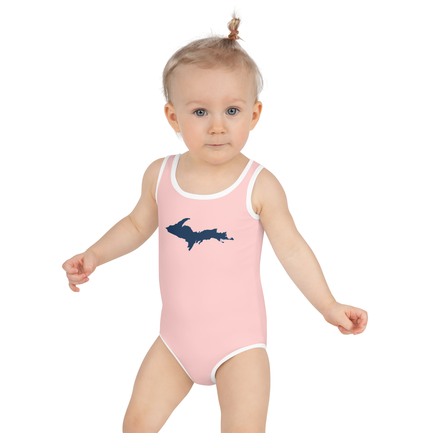 Michigan Upper Peninsula Toddler Swimsuit (w/ UP Outline) | Cosmos Pink