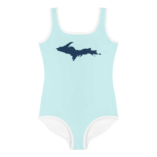 Michigan Upper Peninsula Toddler Swimsuit (w/ UP Outline) | Cyan