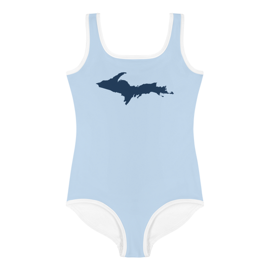 Michigan Upper Peninsula Toddler Swimsuit (w/ UP Outline) | Light Blue