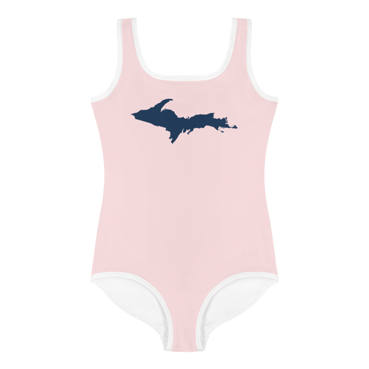 Michigan Upper Peninsula Toddler Swimsuit (w/ UP Outline) | Pale Pink