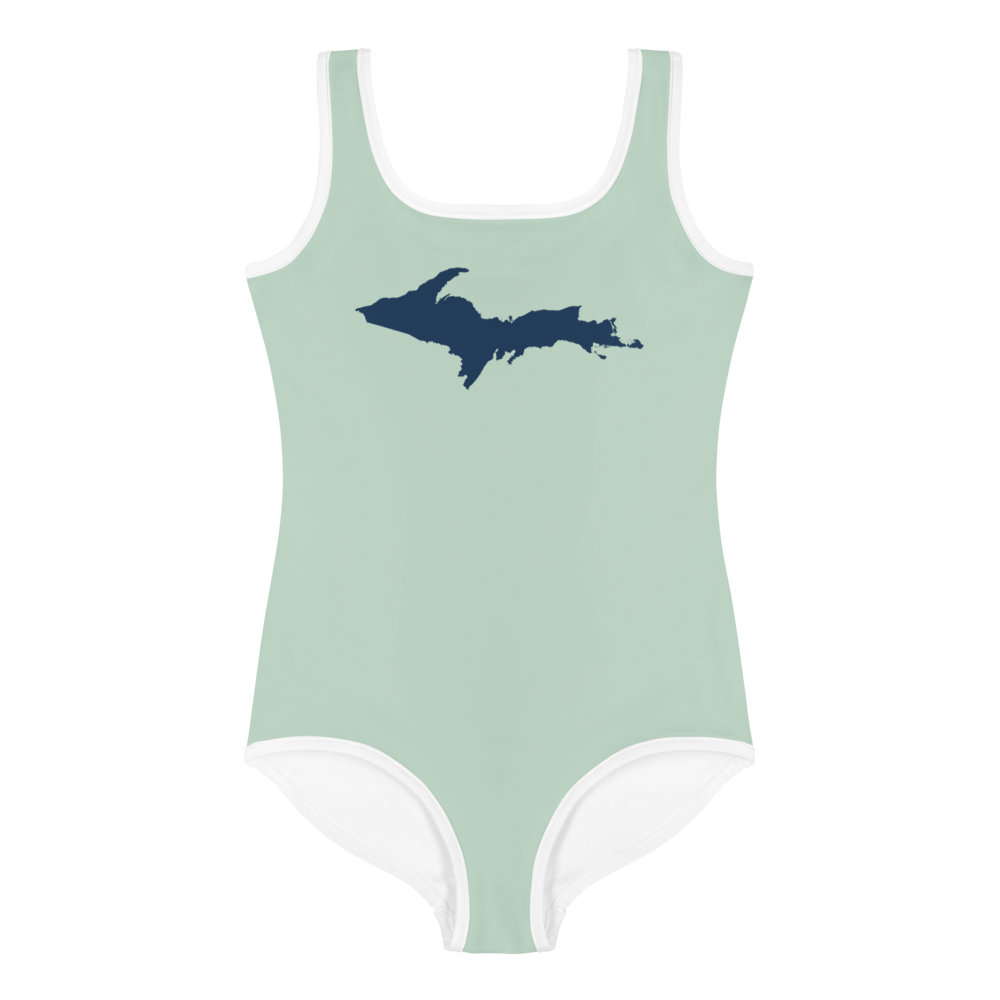 Michigan Upper Peninsula Toddler Swimsuit (w/ UP Outline) | Sea Green