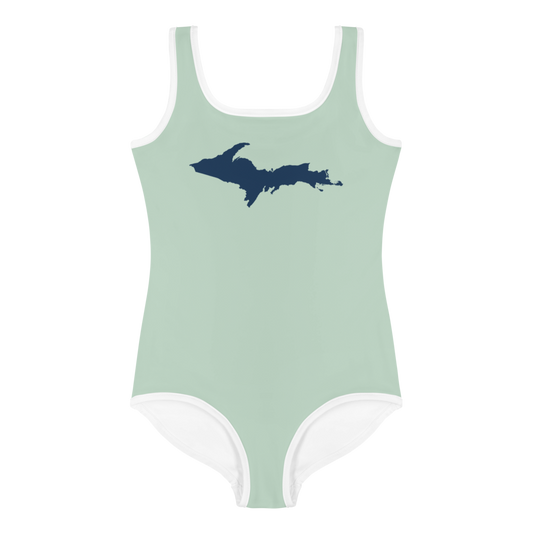 Michigan Upper Peninsula Toddler Swimsuit (w/ UP Outline) | Sea Green