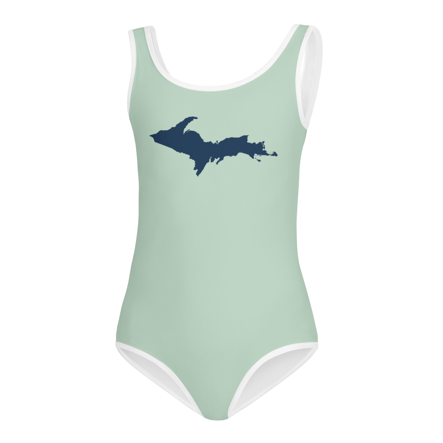 Michigan Upper Peninsula Toddler Swimsuit (w/ UP Outline) | Sea Green