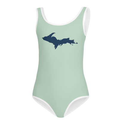 Michigan Upper Peninsula Toddler Swimsuit (w/ UP Outline) | Sea Green