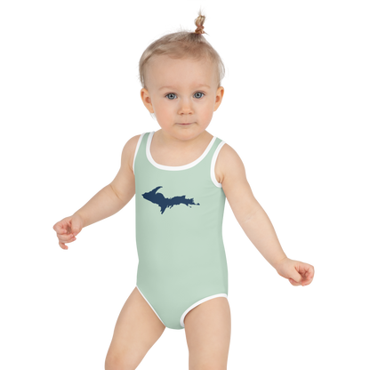 Michigan Upper Peninsula Toddler Swimsuit (w/ UP Outline) | Sea Green