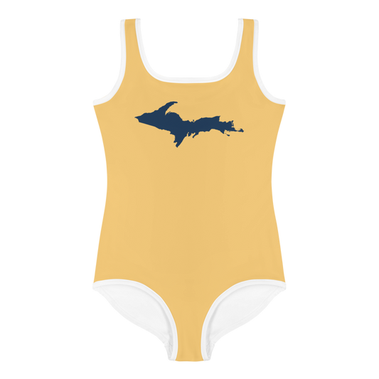 Michigan Upper Peninsula Toddler Swimsuit (w/ UP Outline) | Citrine