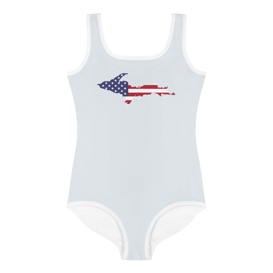 Michigan Upper Peninsula Toddler Swimsuit (w/ UP USA Flag) | Gossy White