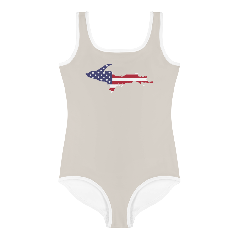 Michigan Upper Peninsula Toddler Swimsuit (w/ UP USA Flag) | Canvas Color