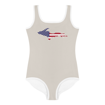 Michigan Upper Peninsula Toddler Swimsuit (w/ UP USA Flag) | Canvas Color