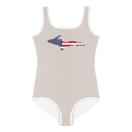 Michigan Upper Peninsula Toddler Swimsuit (w/ UP USA Flag) | Canvas Color