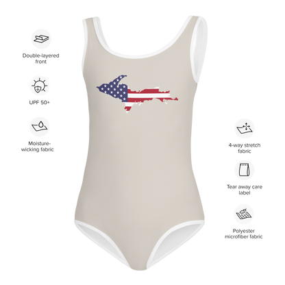 Michigan Upper Peninsula Toddler Swimsuit (w/ UP USA Flag) | Canvas Color