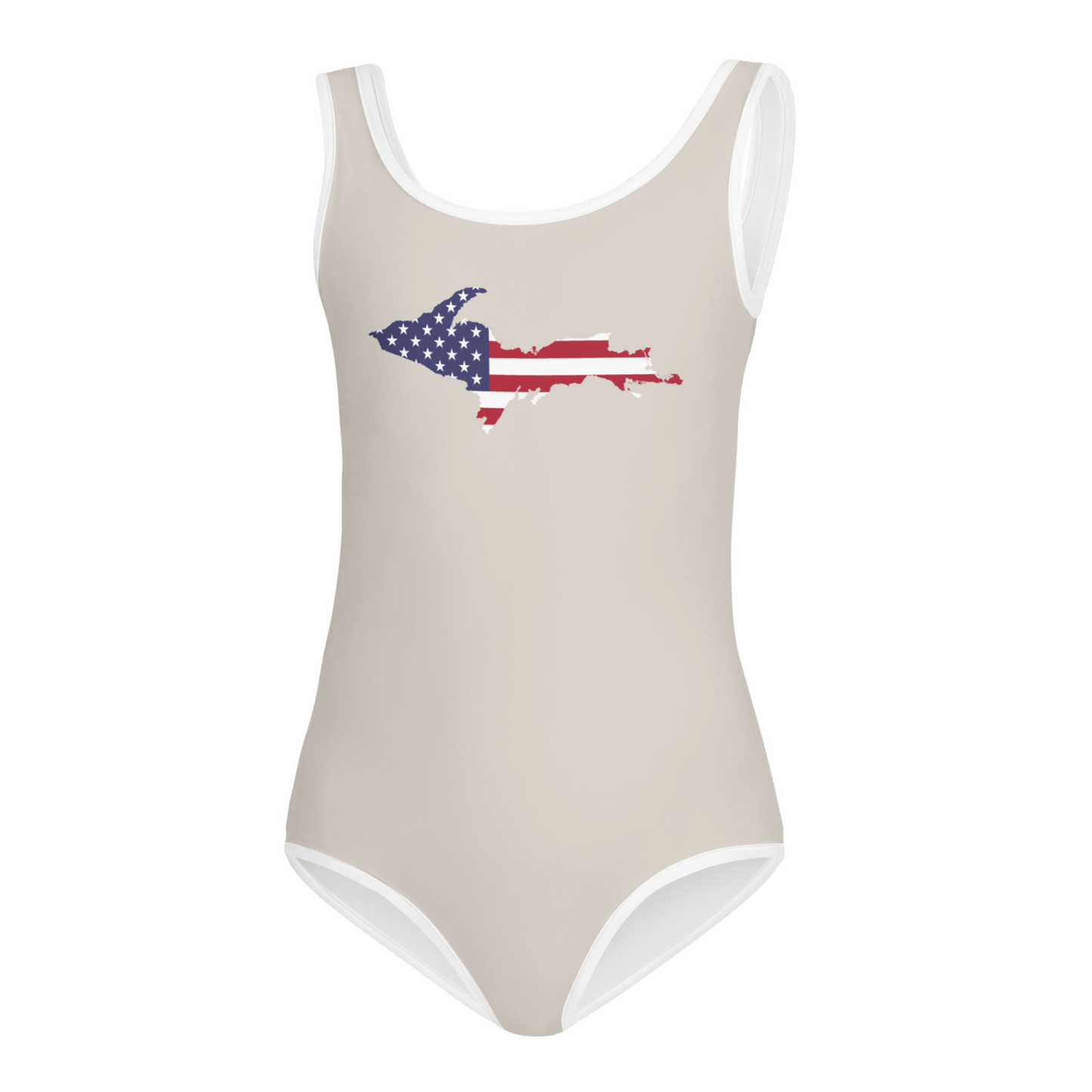 Michigan Upper Peninsula Toddler Swimsuit (w/ UP USA Flag) | Canvas Color