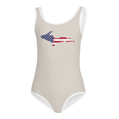 Michigan Upper Peninsula Toddler Swimsuit (w/ UP USA Flag) | Canvas Color