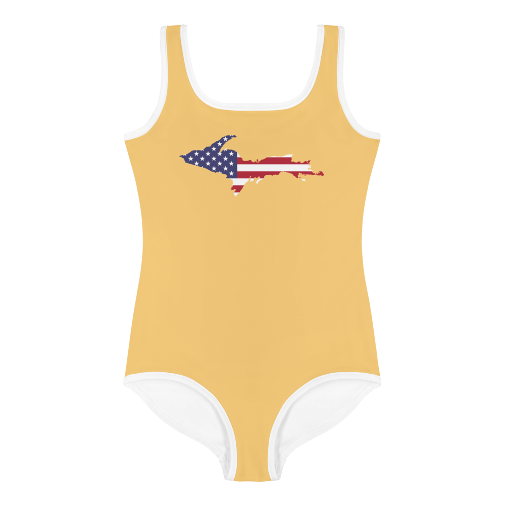 Michigan Upper Peninsula Toddler Swimsuit (w/ UP USA Flag) | Citrine