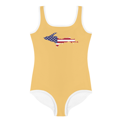 Michigan Upper Peninsula Toddler Swimsuit (w/ UP USA Flag) | Citrine