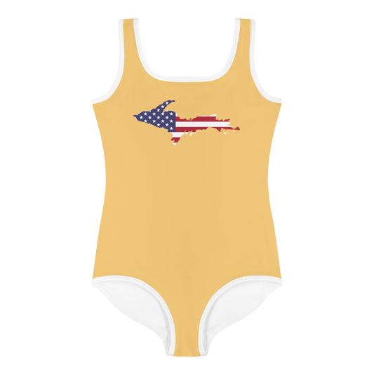 Michigan Upper Peninsula Toddler Swimsuit (w/ UP USA Flag) | Citrine