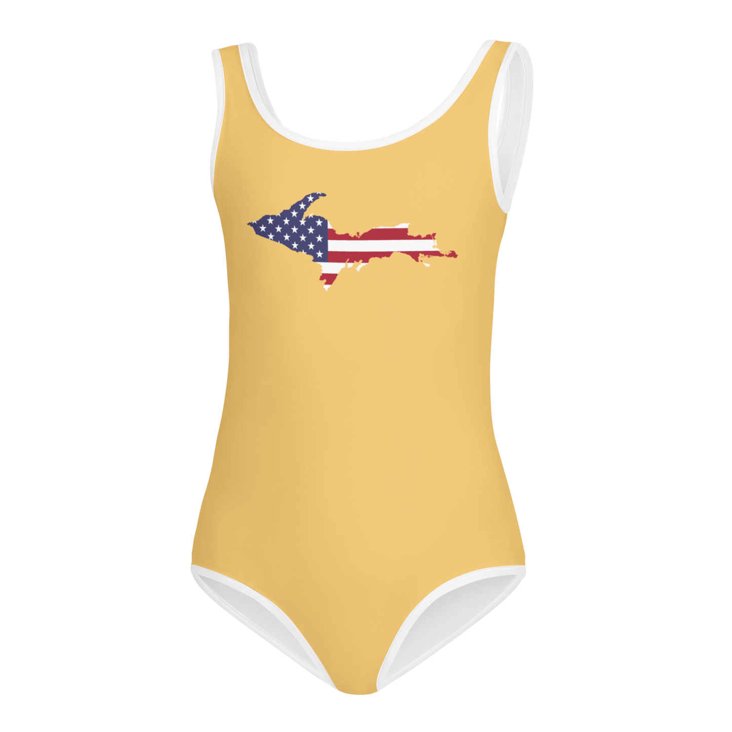 Michigan Upper Peninsula Toddler Swimsuit (w/ UP USA Flag) | Citrine