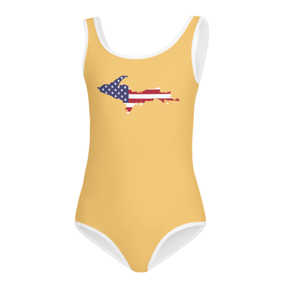 Michigan Upper Peninsula Toddler Swimsuit (w/ UP USA Flag) | Citrine