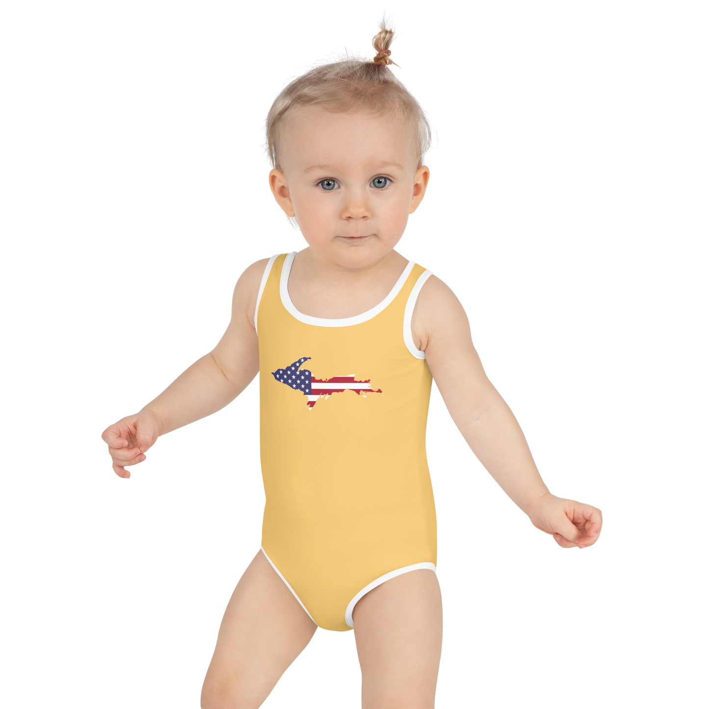 Michigan Upper Peninsula Toddler Swimsuit (w/ UP USA Flag) | Citrine