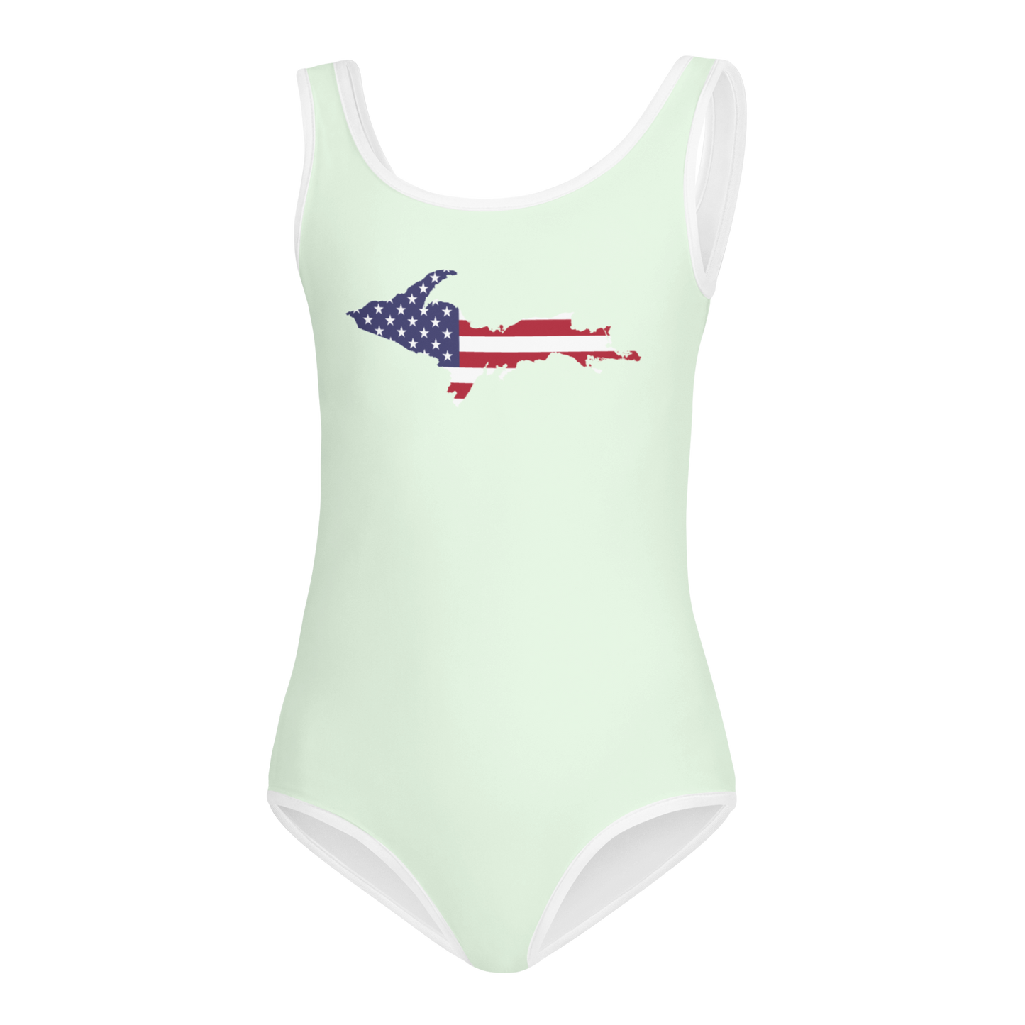 Michigan Upper Peninsula Toddler Swimsuit (w/ UP USA Flag) | Dew Green