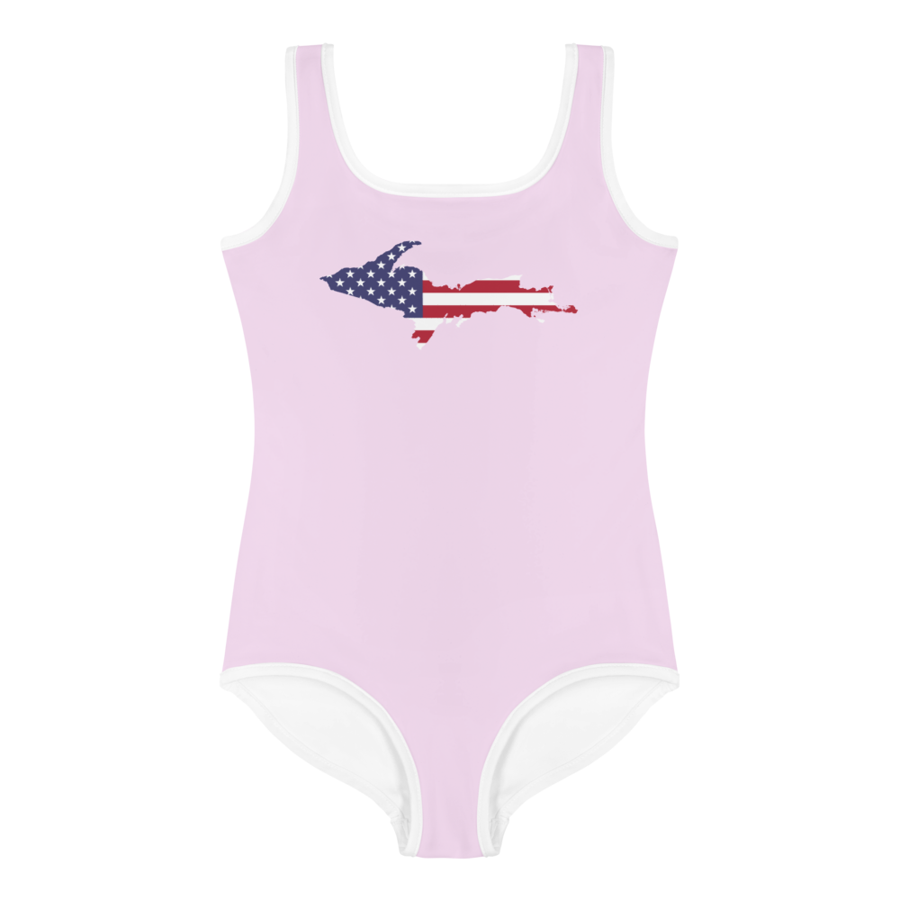 Michigan Upper Peninsula Toddler Swimsuit (w/ UP USA Flag) | Pale Lavender