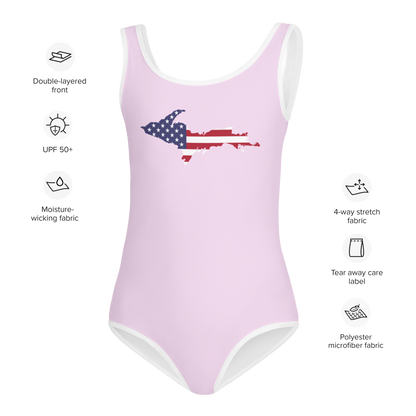 Michigan Upper Peninsula Toddler Swimsuit (w/ UP USA Flag) | Pale Lavender