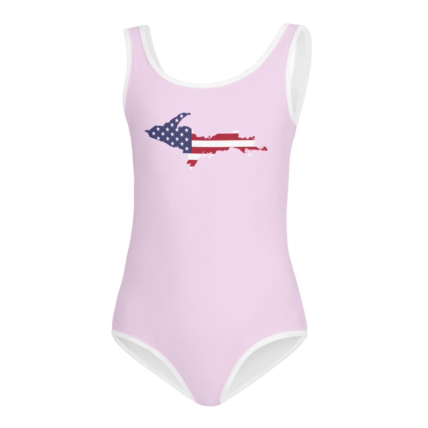 Michigan Upper Peninsula Toddler Swimsuit (w/ UP USA Flag) | Pale Lavender