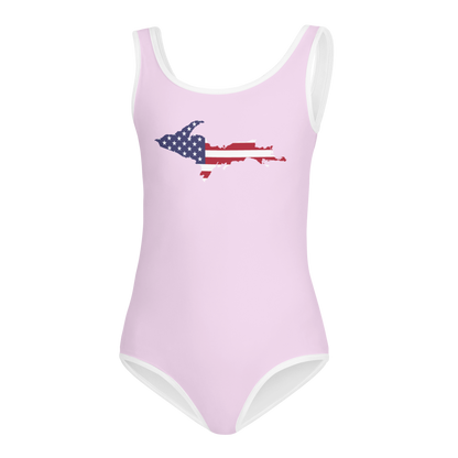 Michigan Upper Peninsula Toddler Swimsuit (w/ UP USA Flag) | Pale Lavender