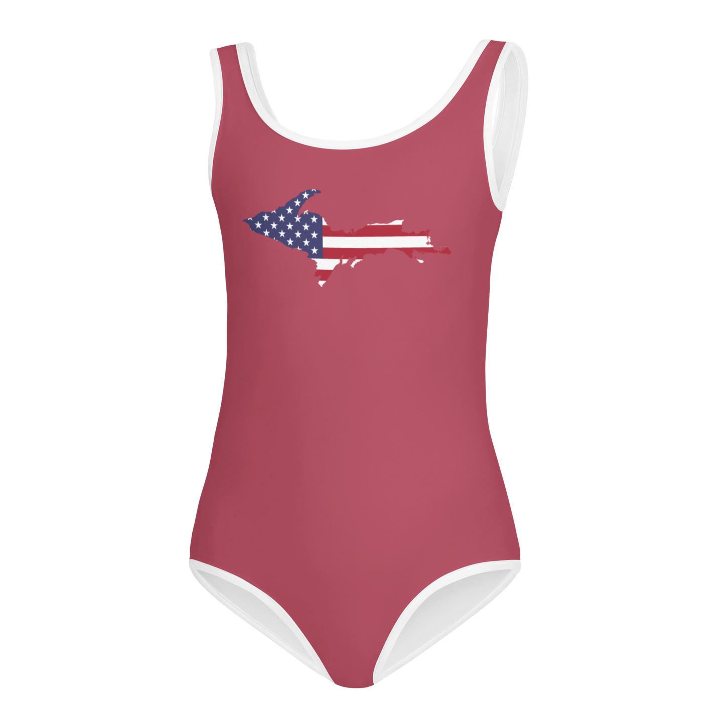 Michigan Upper Peninsula Toddler Swimsuit (w/ UP USA Flag) | Popstar Pink