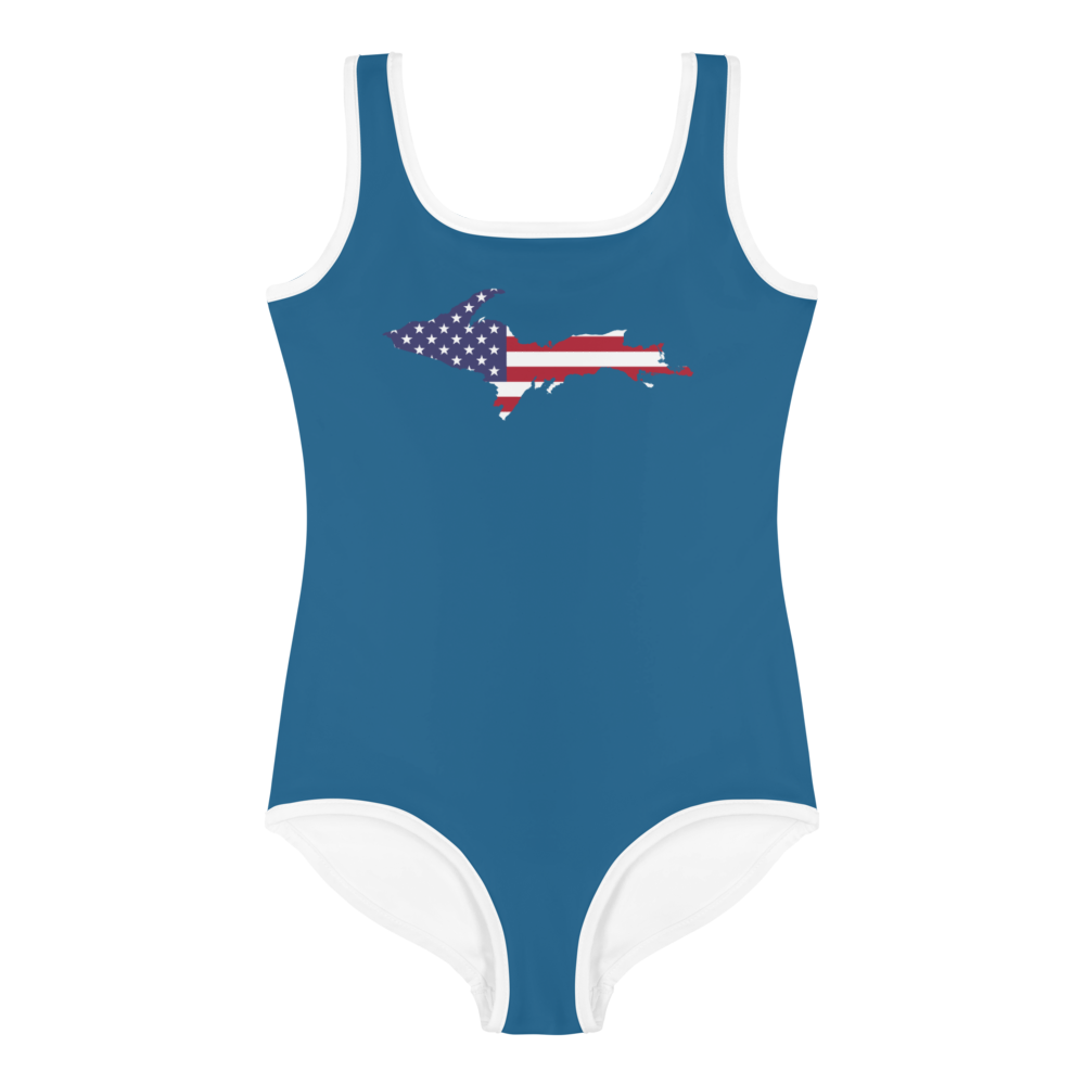 Michigan Upper Peninsula Toddler Swimsuit (w/ UP USA Flag) | Blueberry