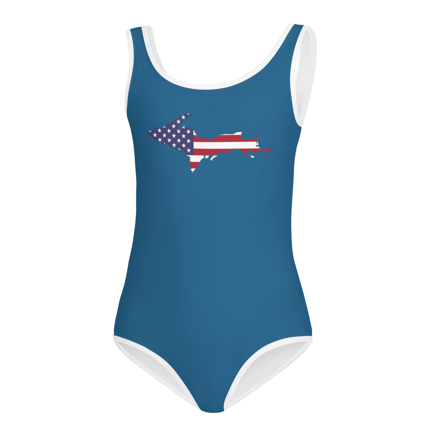 Michigan Upper Peninsula Toddler Swimsuit (w/ UP USA Flag) | Blueberry