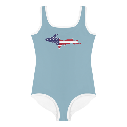 Michigan Upper Peninsula Toddler Swimsuit (w/ UP USA Flag) | Opal Blue