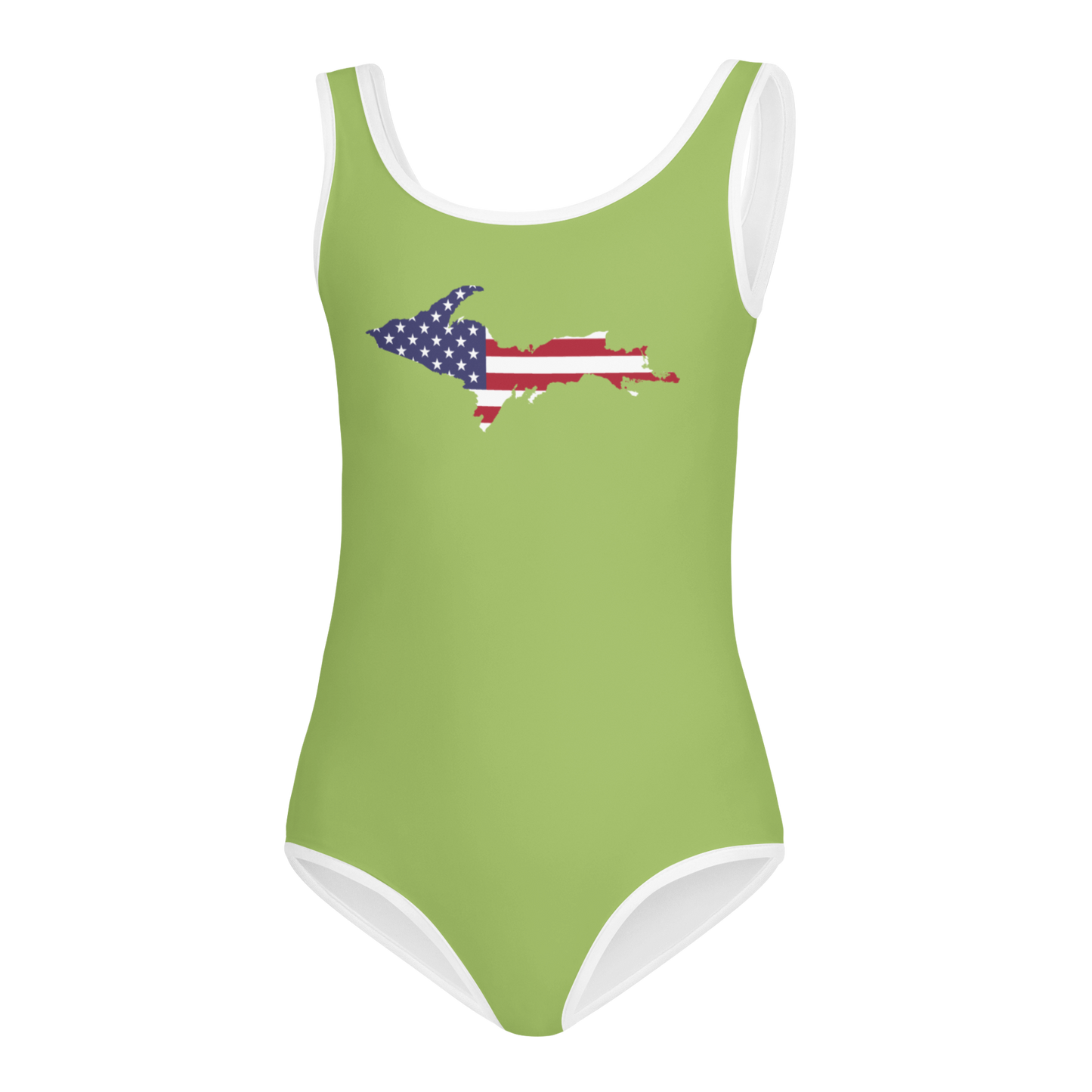 Michigan Upper Peninsula Toddler Swimsuit (w/ UP USA Flag) | Gooseberry Green