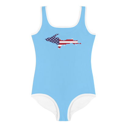 Michigan Upper Peninsula Toddler Swimsuit (w/ UP USA Flag) | DTW Blue