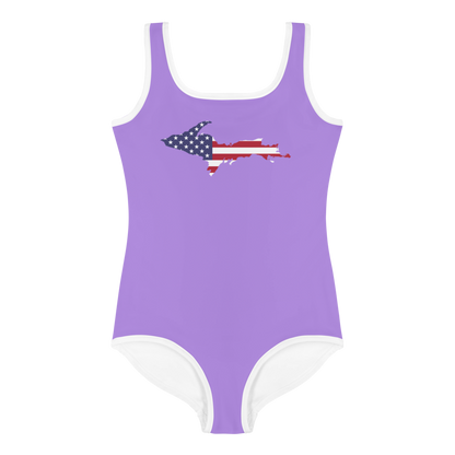 Michigan Upper Peninsula Toddler Swimsuit (w/ UP USA Flag) | Lavender